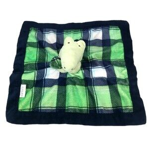 Carters Alligator Crocodile Security Blanket Plush Baby Lovey Blue Green Plaid